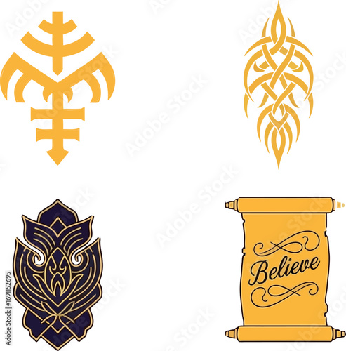 Spiritual Symbols & Believe Scroll