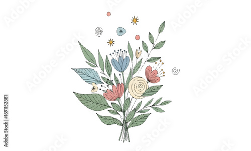 Delicate floral bouquet illustration with a white background