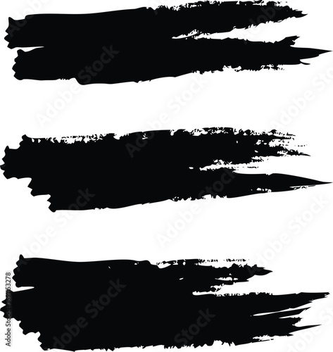 Abstract set of bold textured dried ink brush strokes with vibrant color variations and a gritty feel