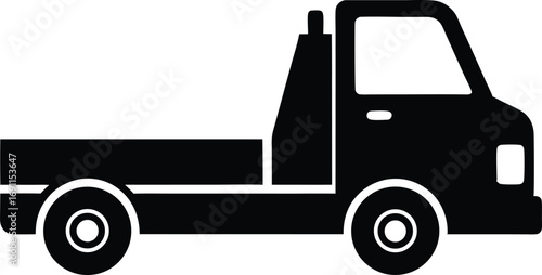 Car Tow Truck Symbol - Simple Black Silhouette Vector Icon, Vector Icon of a Tow Truck Silhouette illustration