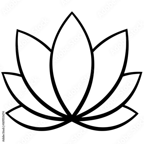 Lotus flower outline vector, a modern lotus flower icon art design, black vector of a lotus flower, simple lotus flower art, a lotus flower isolated
