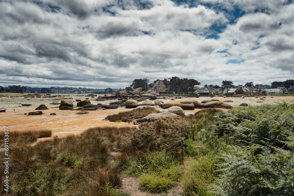 Obraz premium The coast of pink granite. Rocks of Ploumanac'h, Perros-Guirec, Brittany, France.