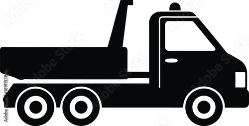Car Tow Truck Symbol - Simple Black Silhouette Vector Icon, Vector Icon of a Tow Truck Silhouette illustration