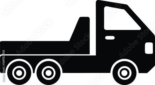 Car Tow Truck Symbol - Simple Black Silhouette Vector Icon, Vector Icon of a Tow Truck Silhouette illustration
