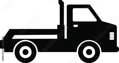 Tow Truck Car Icon Black Silhouette Vector Illustration. Car Recovery Service Logo Template - Tow Truck Silhouette Vector