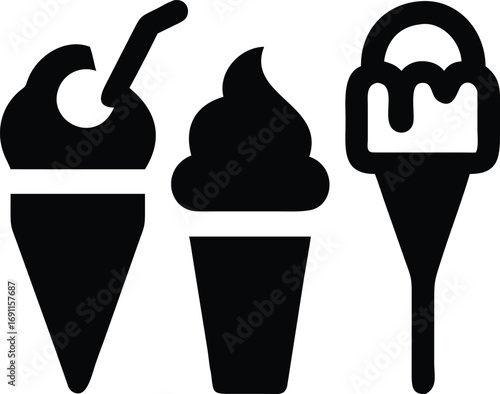 Soft Serve Ice Cream Swirl in a Cup Silhouette with Transparent Background dessert