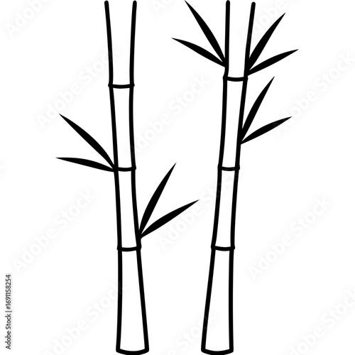 Bamboo tree vector, a modern bamboo leaves art design, black vector of a bamboo leaves outline, simple bamboo leaves art, a set of bamboo leaves isolated