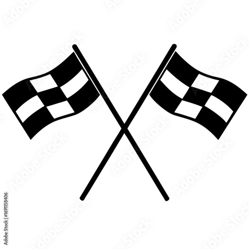 Crossed racing flags vector, a modern racing flags art design, black vector of a racing flags outline, simple racing flags art, a set of racing flags isolated