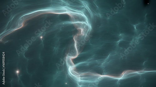 Ethereal swirling nebula resembling a cosmic face or angelic being deep space