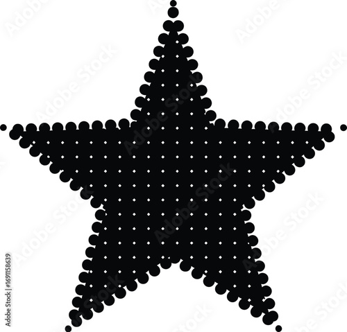 A bold black star composed of tiny dots, , creates a striking and modern graphic element for any design or creative project