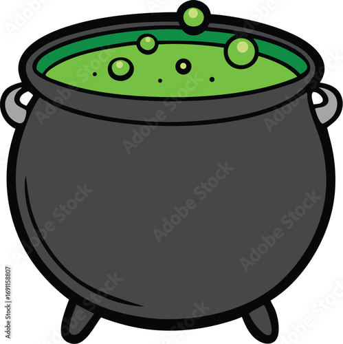 Bubbling Green Potion in a Cauldron Keywords: cauldron, witch, potion, halloween, magic