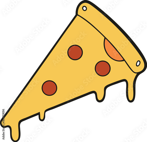 Cartoon Slice of Pizza with Dripping Cheese food italian