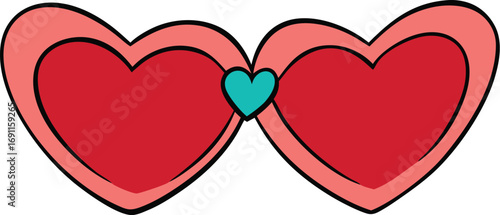 Heart Shaped Sunglasses with Teal Heart Detail love
