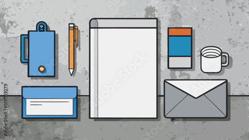 Clean and organized arrangement of various stationery items for creative projects and office use