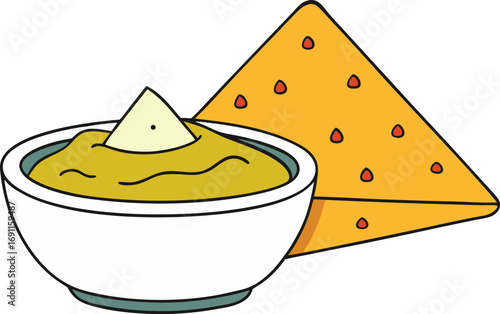 Nacho Chip Dipped in Guacamole nachos tortilla chip