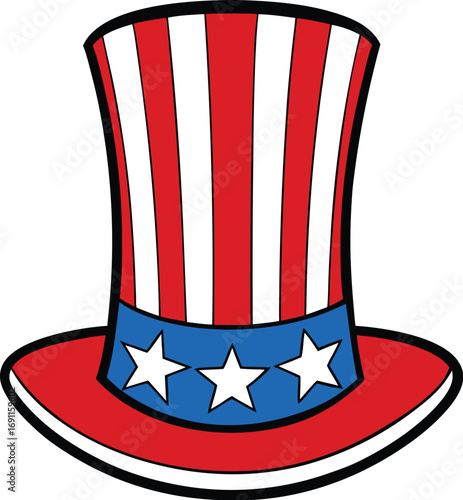 Uncle Sam Top Hat with Stars and Stripes patriotic