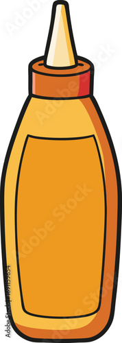 Yellow Squeeze Bottle with Orange Cap and Spout condiment bottle
