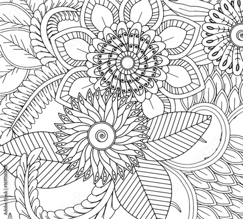 Decorative floral element coloring pages for adults and kids 