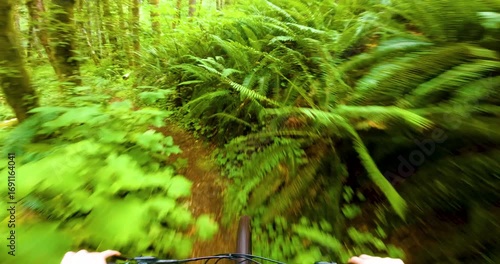 GoPro POV Ride on Wet and Muddy Trail in Pacific Northwest Forest