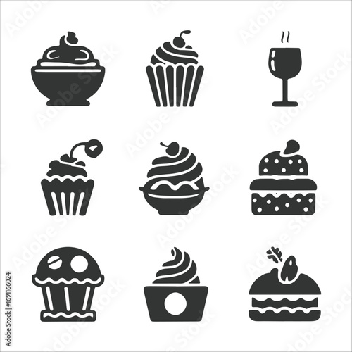 Set of cakes and sweets icons