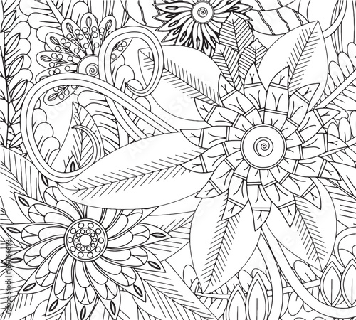 Vector illustration flowers coloring pages for kdp 