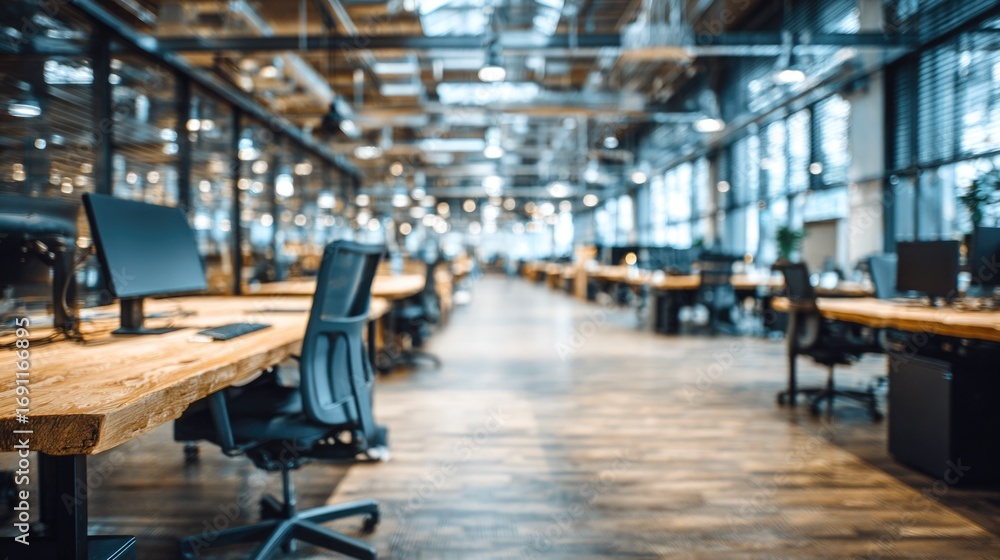 Fototapeta premium Industrial Style Open Plan Office Interior