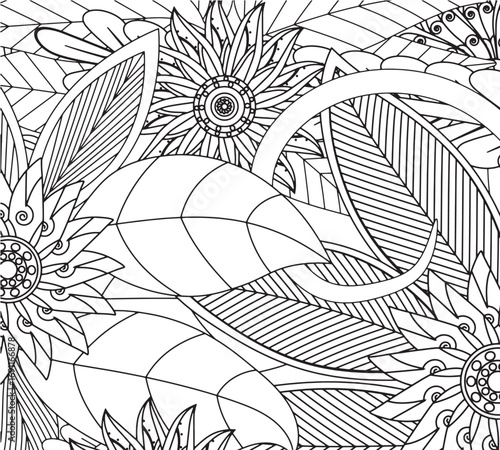 Vector illustration flowers coloring pages for kdp 