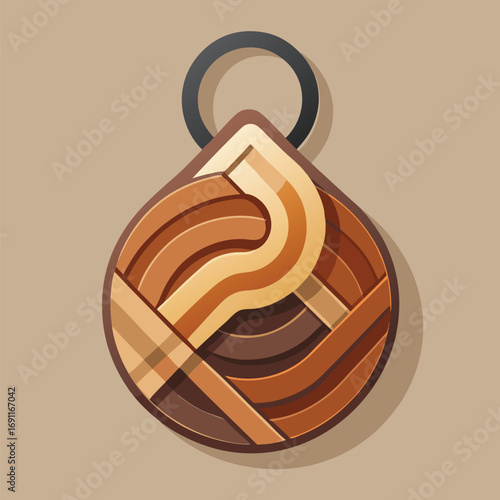 Abstract geometric pendant in earth tones with a retro aesthetic design and a modern decorative appeal