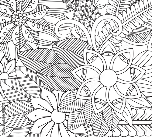 Vector illustration flowers coloring pages for kdp 