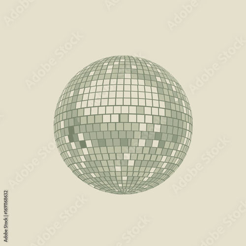 Green and Beige Mirrored Disco Ball Illustration