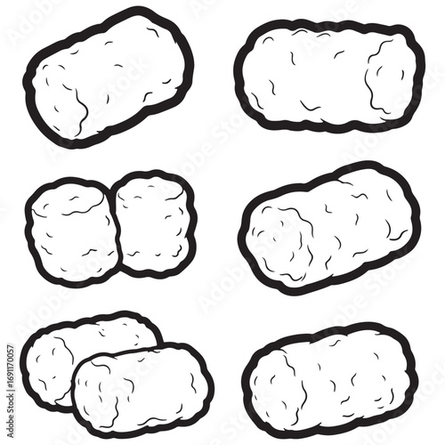 Tater Tot  vector. Tater Tot Vector bundle.  Tater Tot  vector, illustration, lineart bundle 10.eps