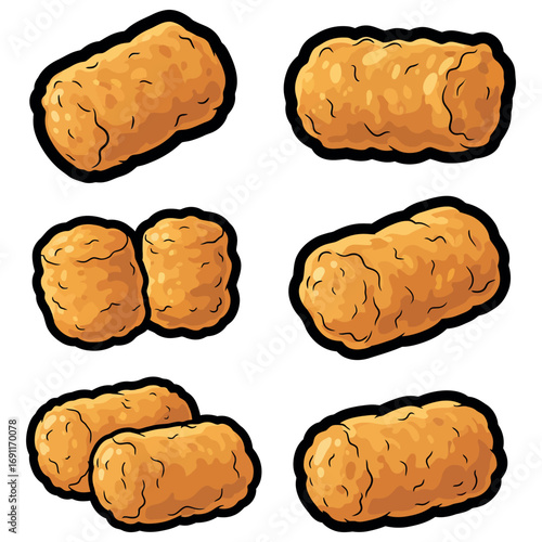 Tater Tot  vector. Tater Tot Vector bundle.  Tater Tot  vector, illustration, lineart bundle 9.eps