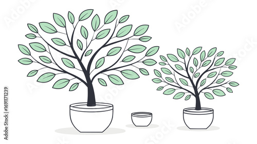 Charming potted trees bring a fresh, modern feel to your design projects with organic, minimalist style