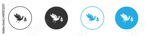 Stork with baby icon vector design pack. symbol logo.