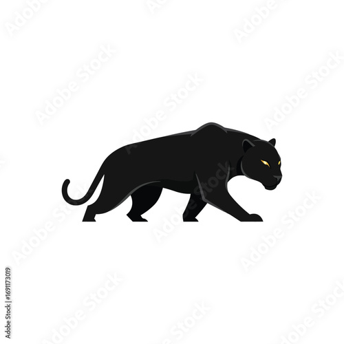 Black Panther Walking Silhouette Vector Illustration.
