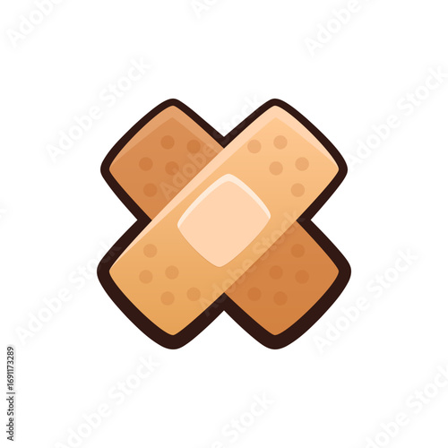 Isolated flat 3d Band-aid icon for game, interface, sticker, app. The sign in a cartoon style for match 3, arcade, rpg. The plaster sprite for craft element in hyper casual mobile game.