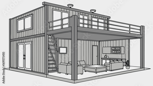 Shipping Container House inside view and outside view, 3D Images of Modern Shipping Container Houses