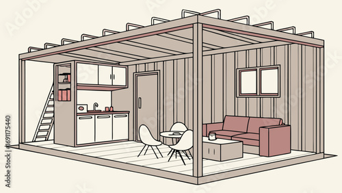 Shipping Container House inside view and outside view, 3D Images of Modern Shipping Container Houses
