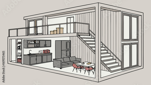Shipping Container House inside view and outside view, 3D Images of Modern Shipping Container Houses