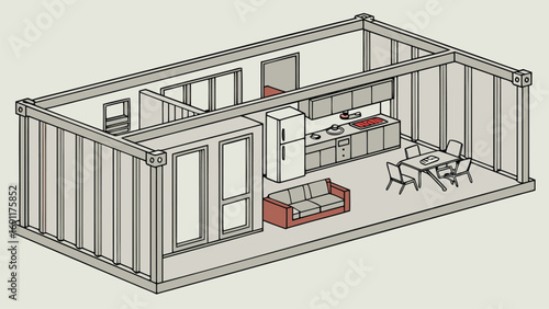 Shipping Container House inside view and outside view, 3D Images of Modern Shipping Container Houses
