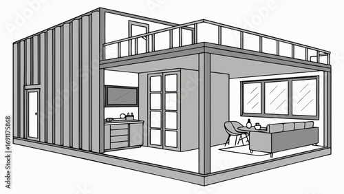 Shipping Container House inside view and outside view, 3D Images of Modern Shipping Container Houses
