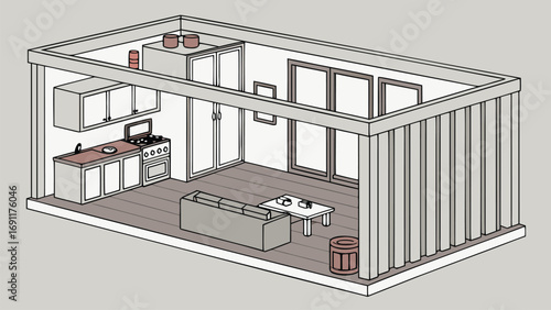 Shipping Container House inside view and outside view, 3D Images of Modern Shipping Container Houses