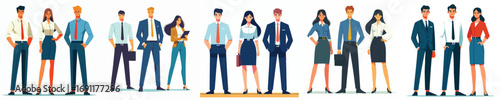 Business Team Standing Together – Confident Corporate Office People Illustration