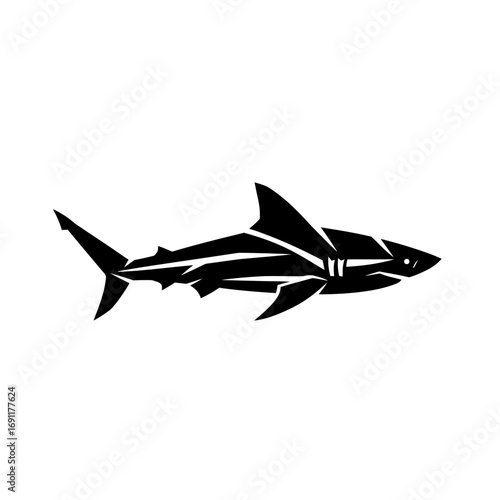 Stylized geometric shark vector logo illustration