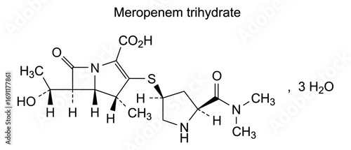 Chemical structure of meropenem trihydrate, drug substance