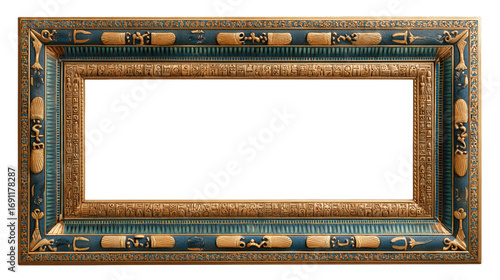 Ornate egyptian style frame with carved hieroglyphics for decor or art display