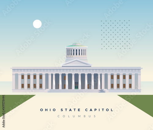 Ohio Statehouse - State Capitol in Columbus - Stock Illustration