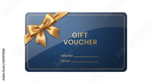 Blue Gift Voucher with Gold Bow