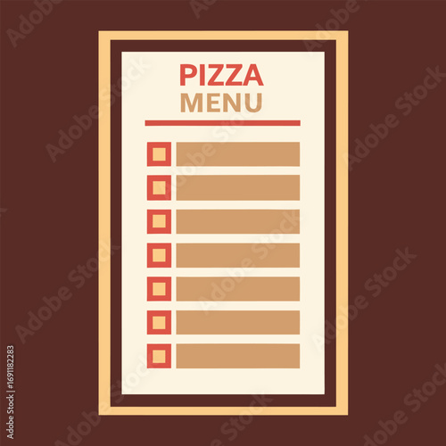 Flat design concept of a pizzeria food and drink checklist