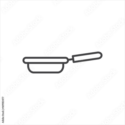 Frying pan icon stroke liner version on white background